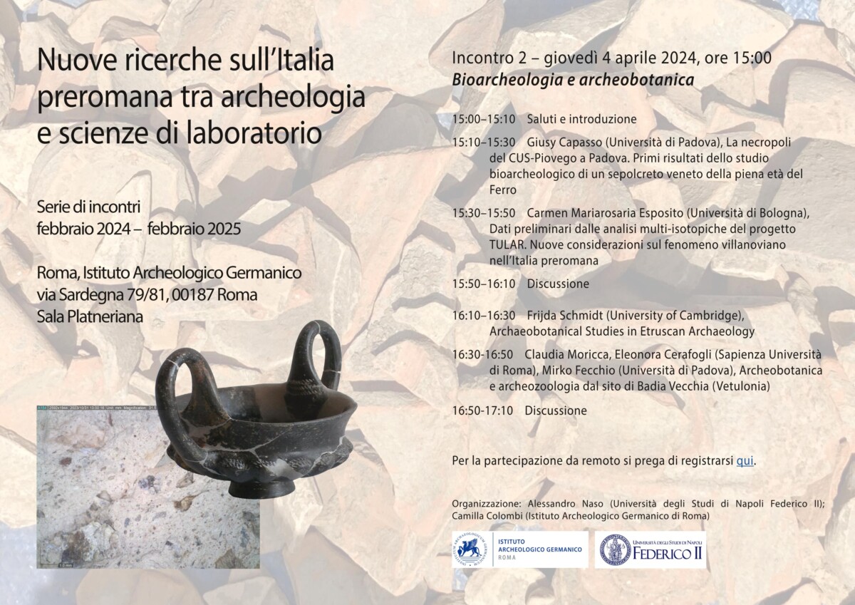 Nuove ricerche sull’Italia preromana tra archeologia e scienze di laboratorio